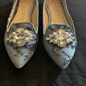 Flats, size 8.5. Blue suede, never worn!